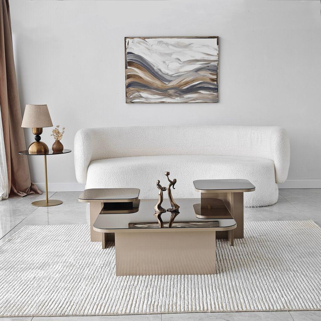 Hanah Home Klub sto Jazz 80x30x80cm Bež-Bronzani