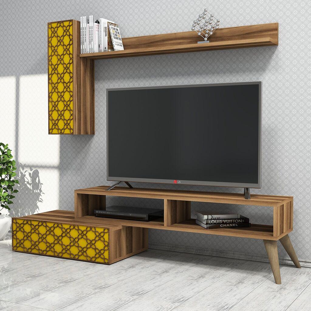 Hanah Home Planet TV polica, smeđe-žuta