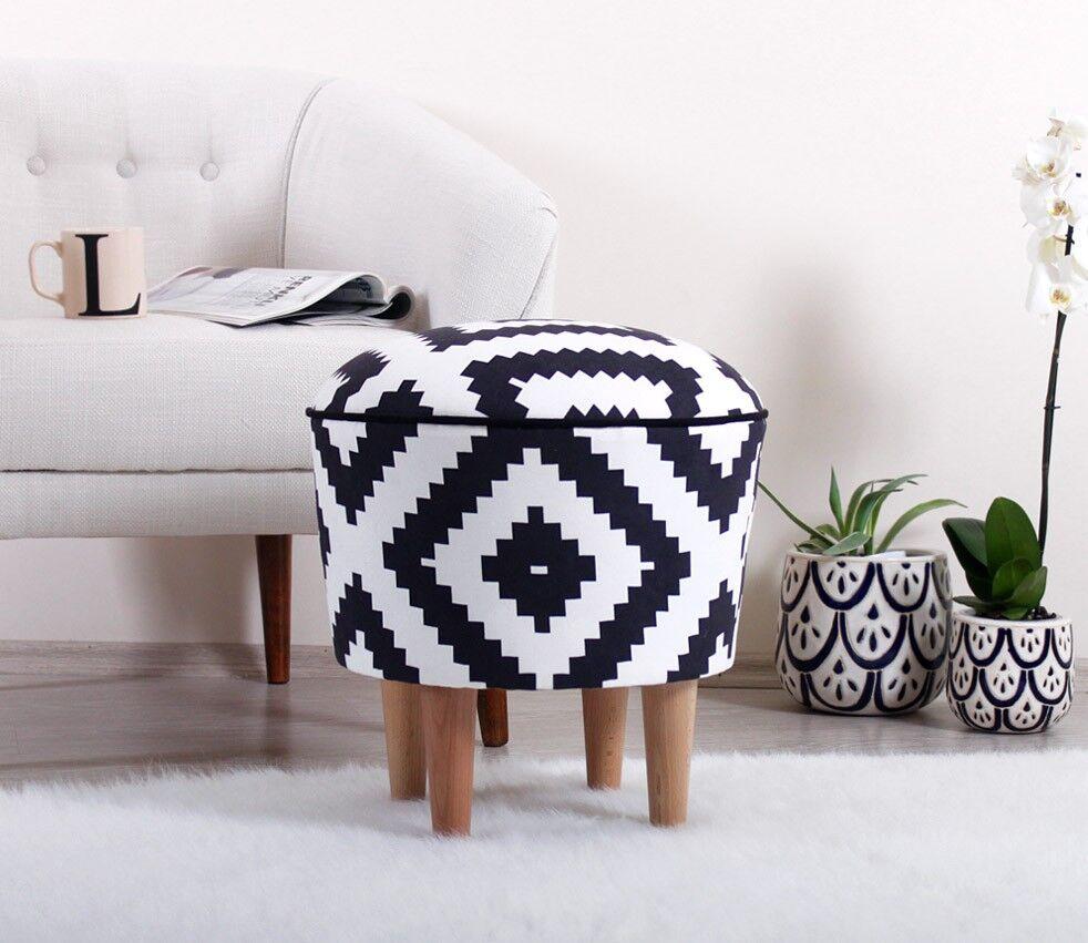 Atelier del Sofa Tabure 42cm Crno-bijela