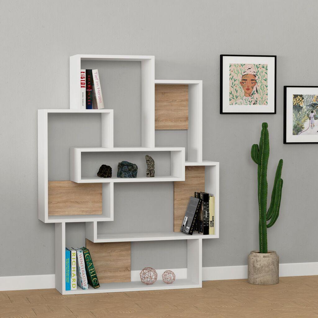 Hanah Home Barce White Oak Polica za knjige 101x132x22 cm, Bijela