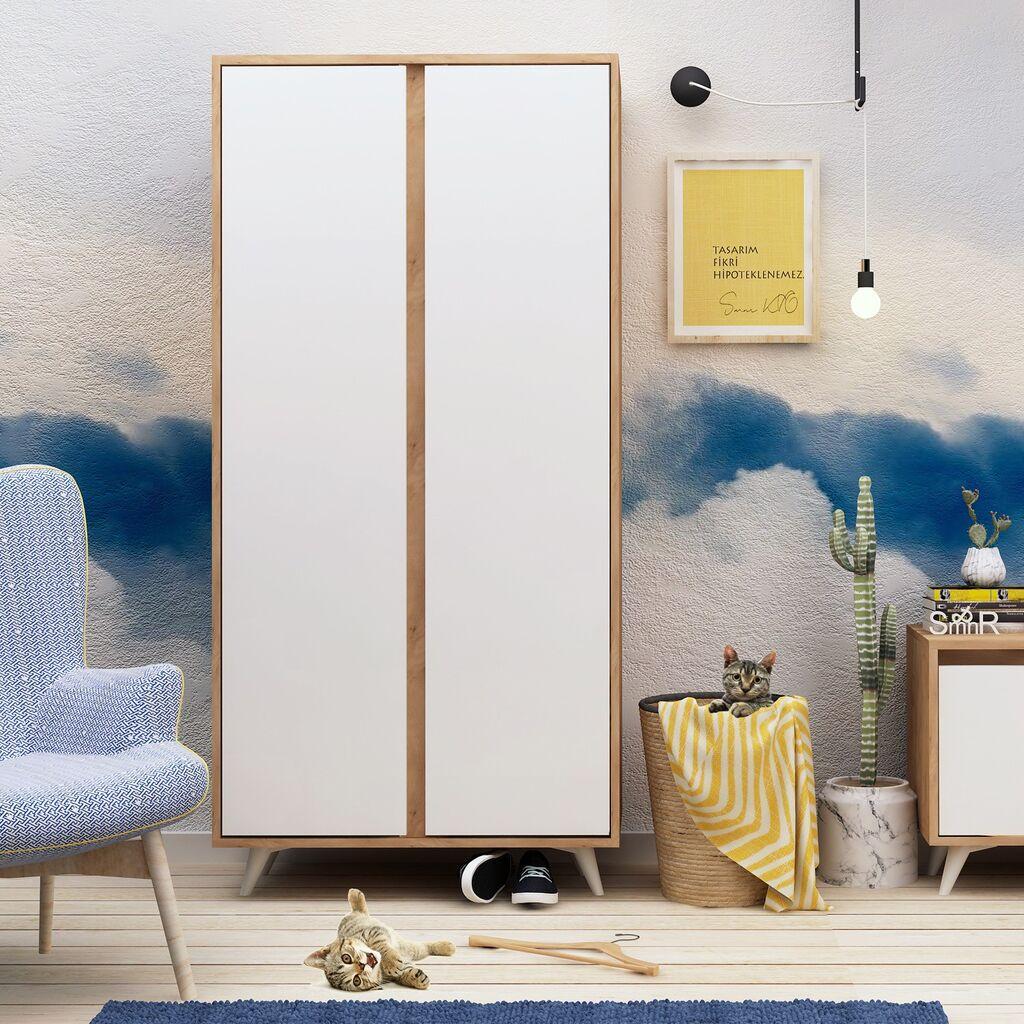 Hanah home Ormar Ajumma 100x187x52cm Hrast-bijela