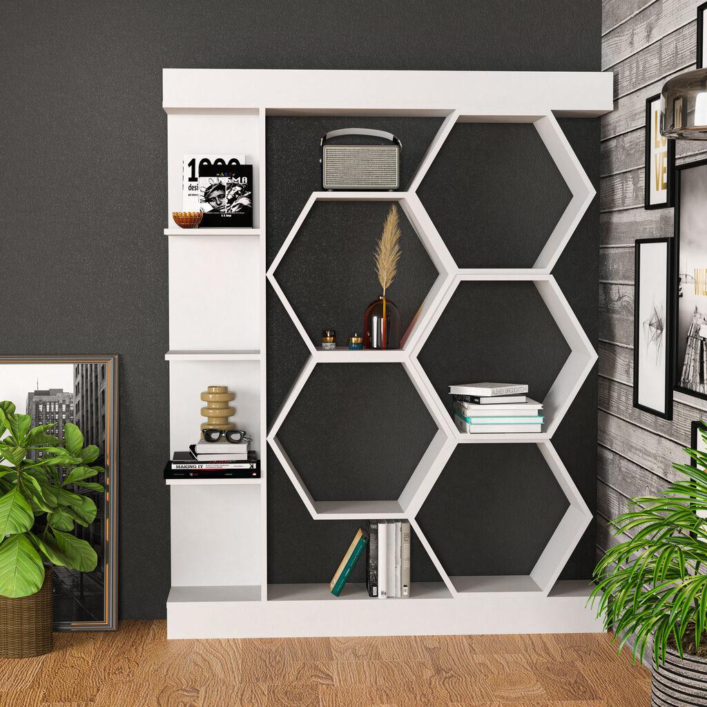 Hanah Home Sueno White Polica za knjige 140x29.6x177.4 cm, Bijela