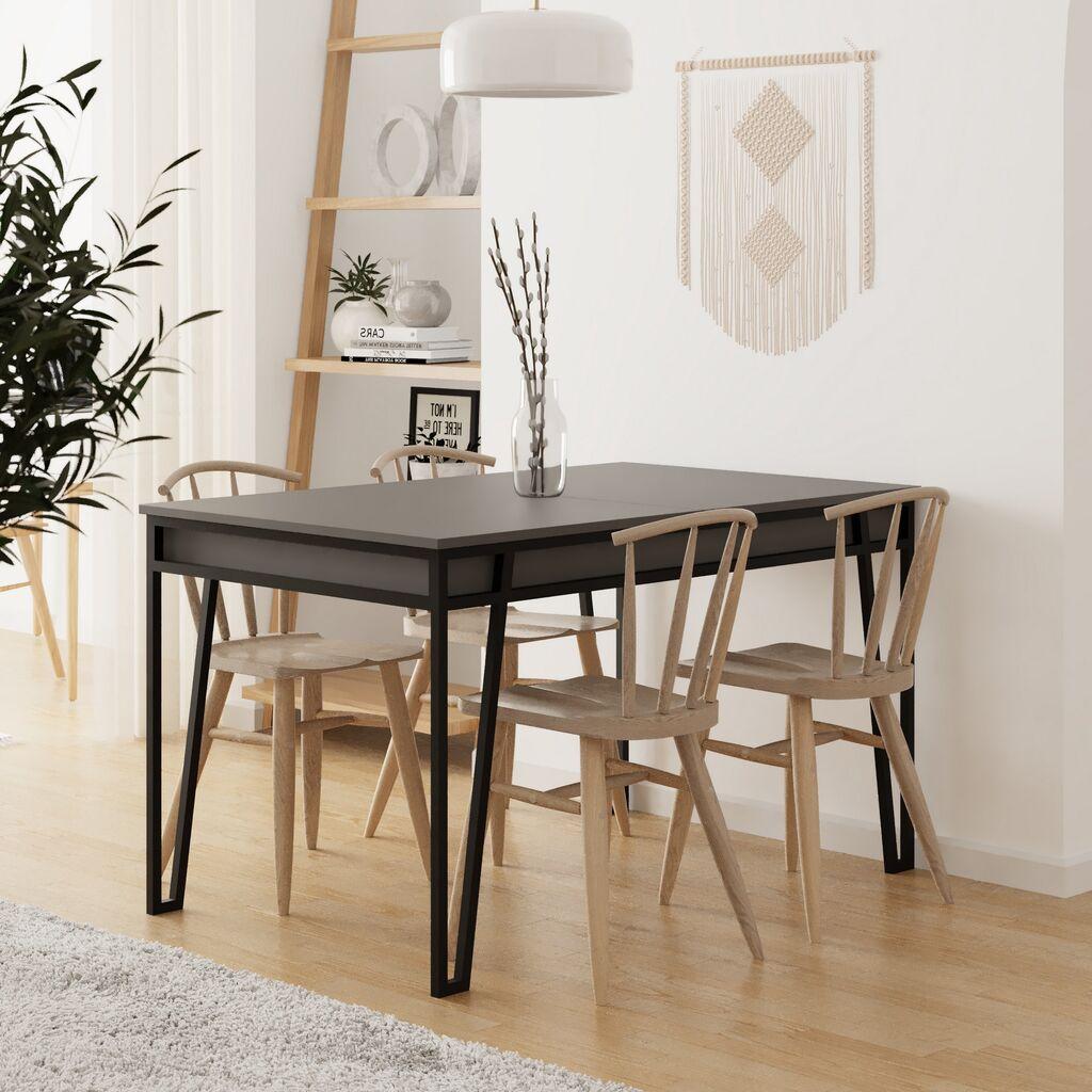 Hanah Home Trpezarijski sto Pal 132x76x80cm Antracit