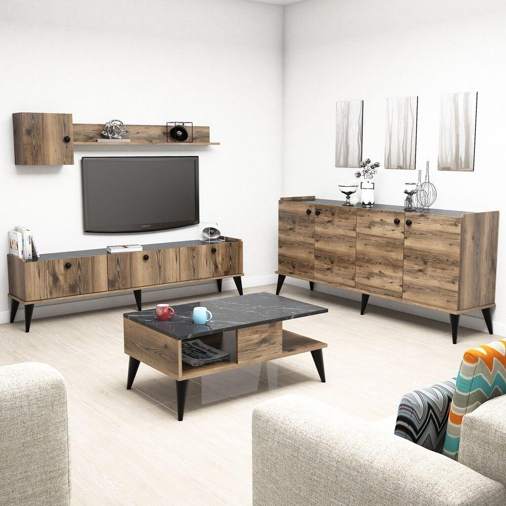Hanah Home Set TV Komoda i klub sto Bež-Mermer