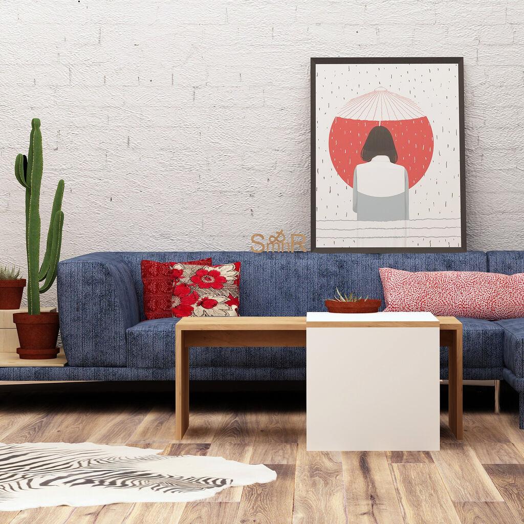 Hanah Home Klub sto Nuguso 90x42x40cm Hrast-Bijeli
