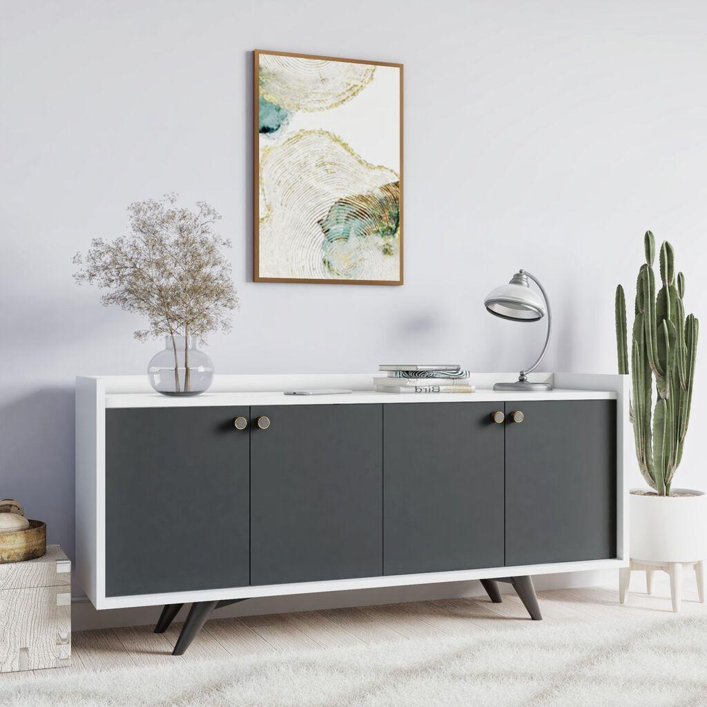 Hanah Home Komoda Bled 150x75x40cm Antracit-Bijela