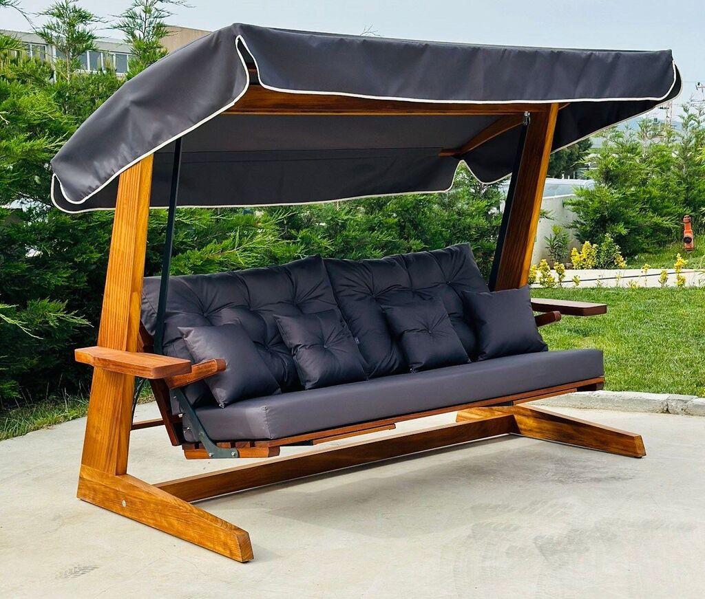 Hanah Home Vrtna ljuljačka Luna Deluxe 2600 200x200x70cm Bež-Antracit