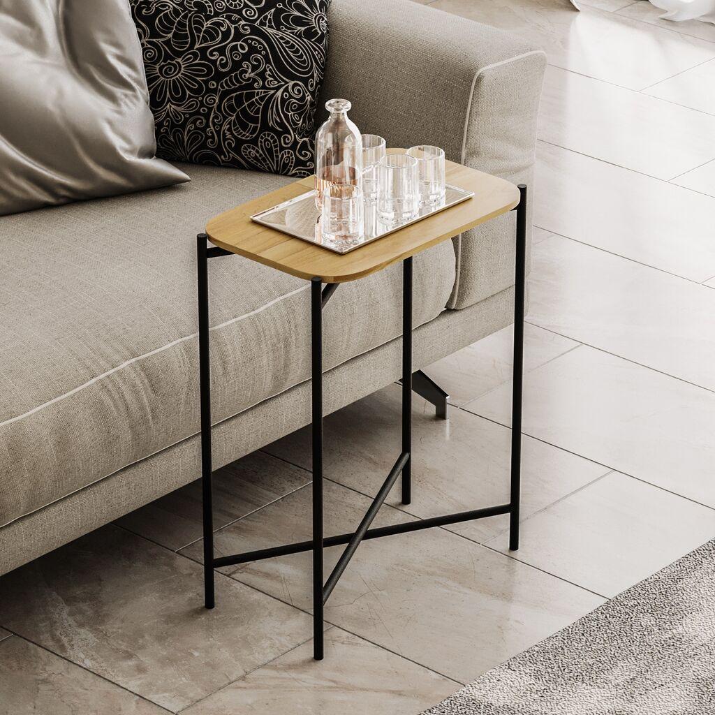 Hanah Home Klub sto 40x56x26cm Crno-Bež