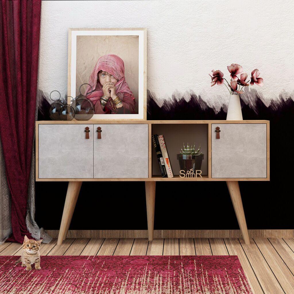 Hanah home Polica 140x80x40cm Hrast-Bijela