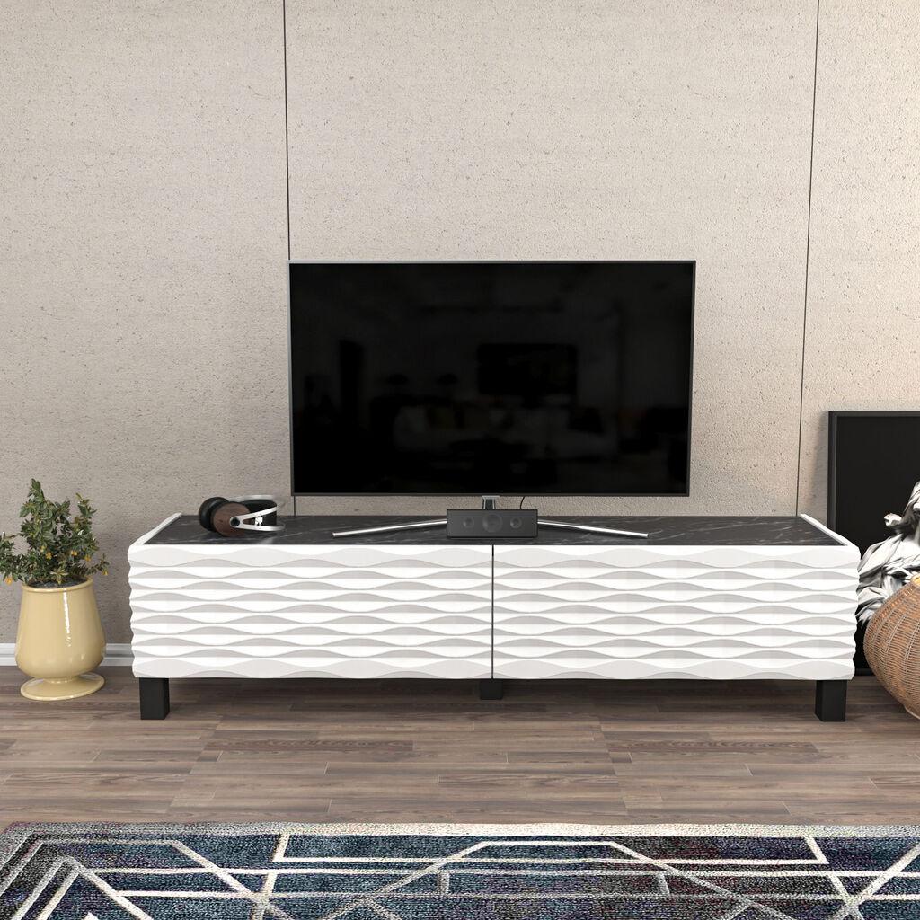Hanah home TV komoda Lerze bijelo-crna