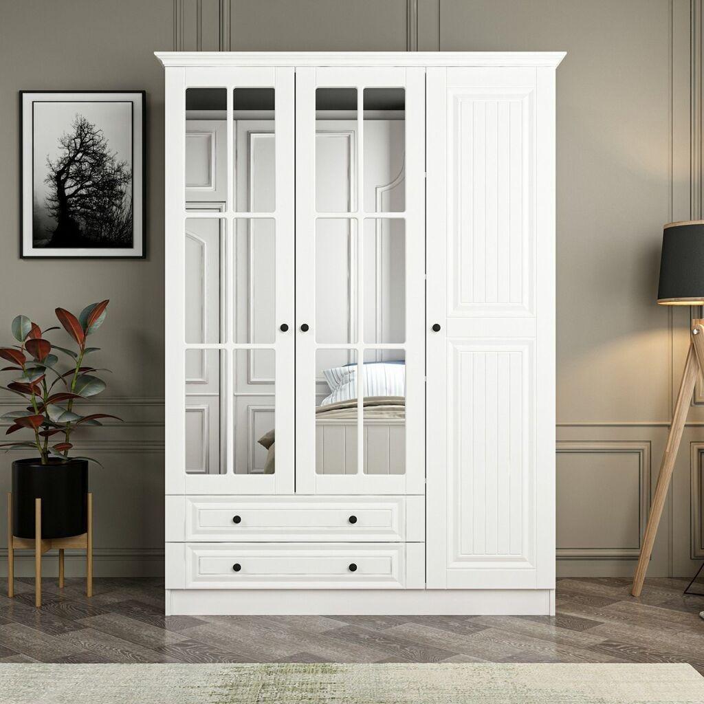 Hanah Home Kale 3 Mebran Kapak 210 Bijeli ormar, 135x210x52cm, Bijela