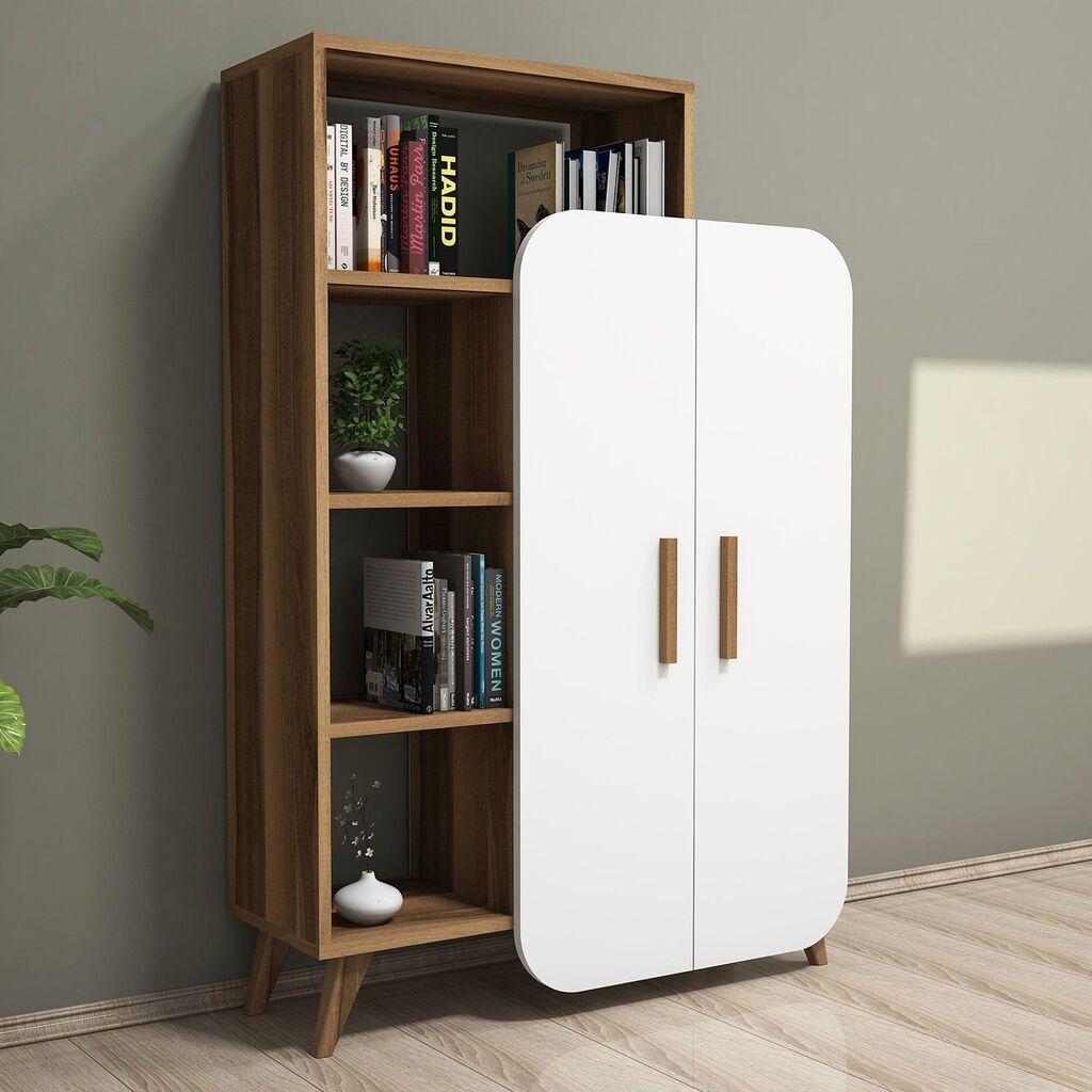 Hanah Home Form Walnut White Polica za knjige 90x132x32cm, Braon bijela