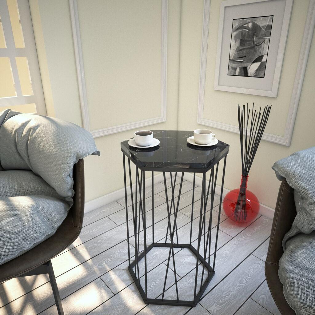 Hanah Home Pomoćni stočić Cetrus Marble, Crni