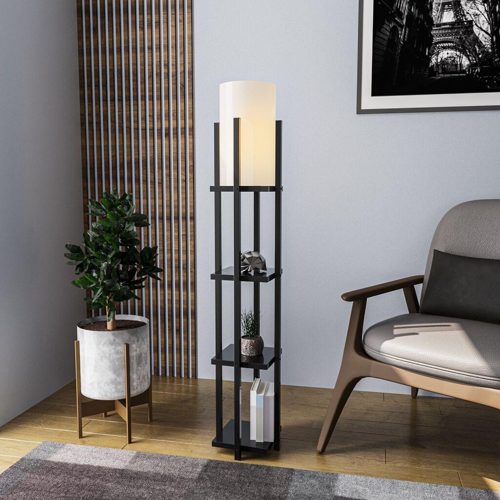 Opviq Shelf Lamp 8111 Podna lampa, Crno-Bijela