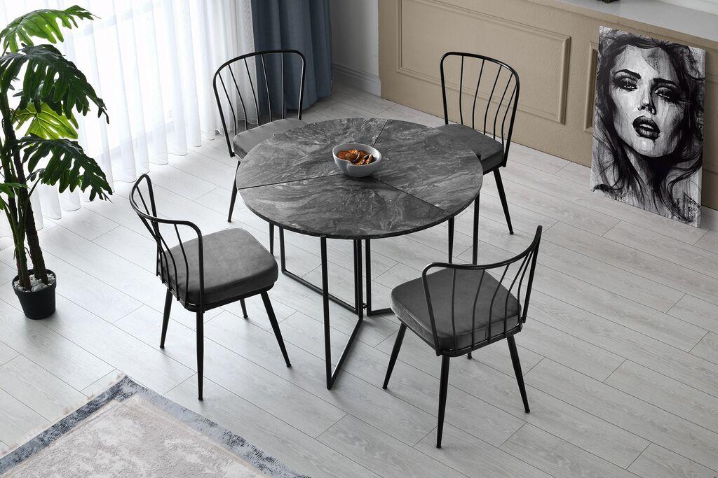 Hanah Home Yaprak 1202 Trpezarijski sto, tamno siva