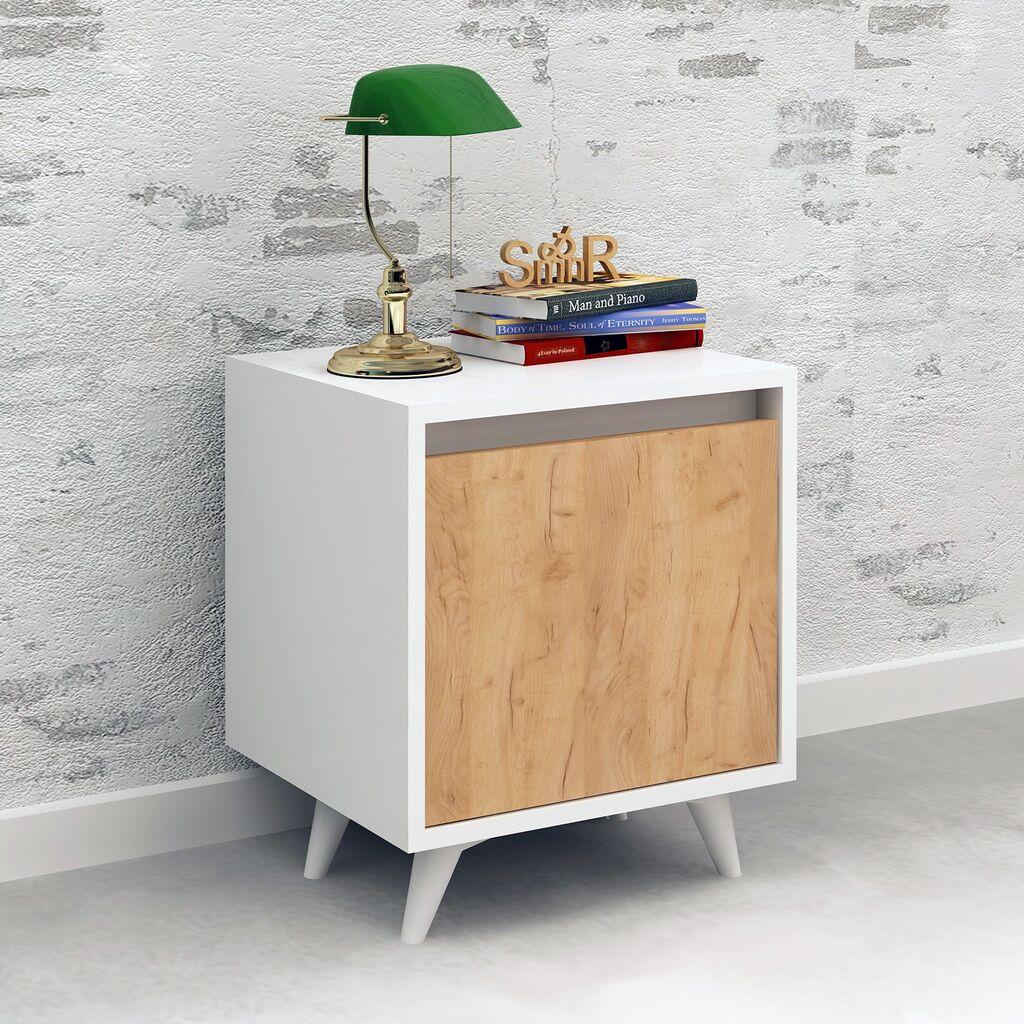 Hanah Home Noćni ormarić Piona 45x52x40cm Hrast-bijela