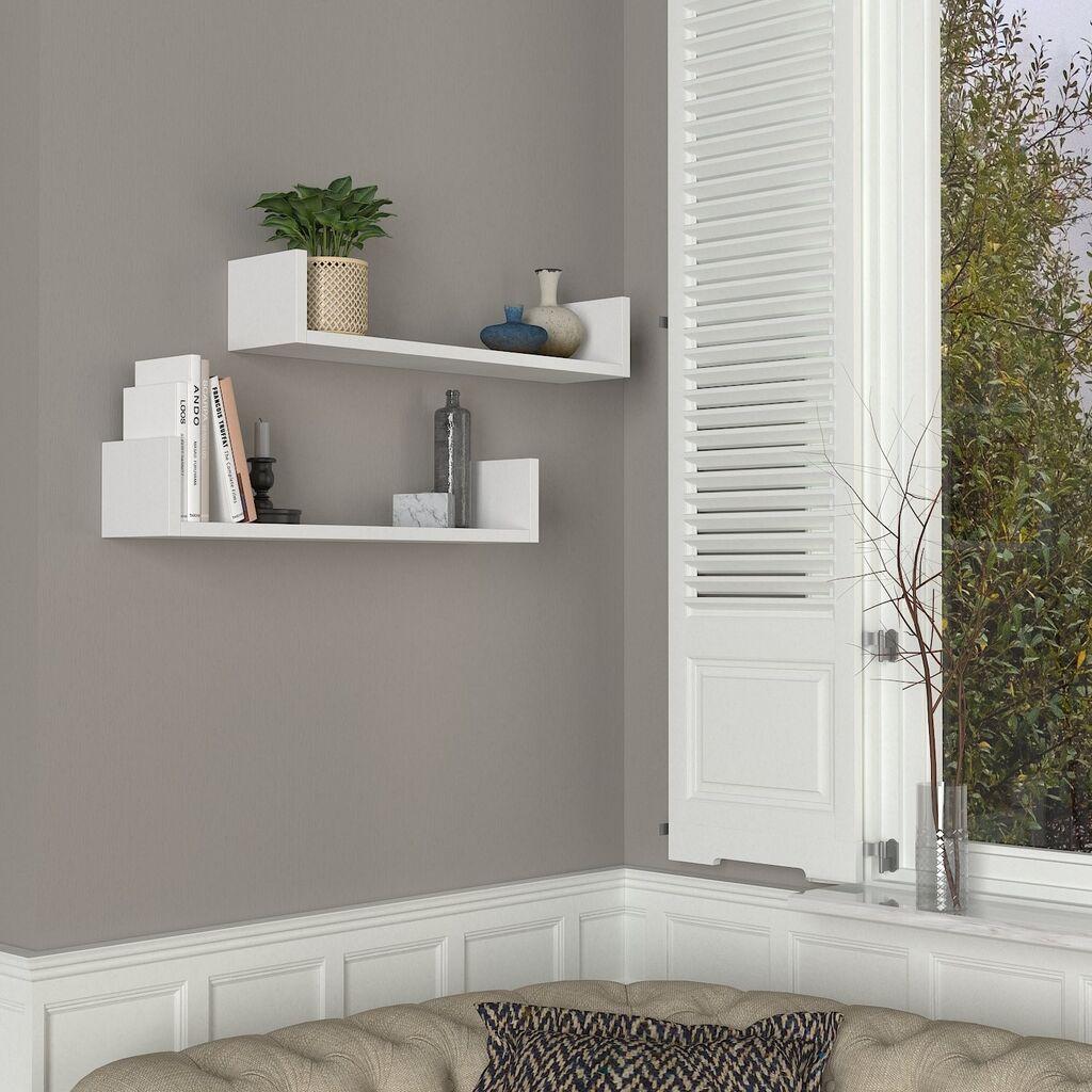 Hanah Home Iris Zidna polica, 2 komada, Bijela