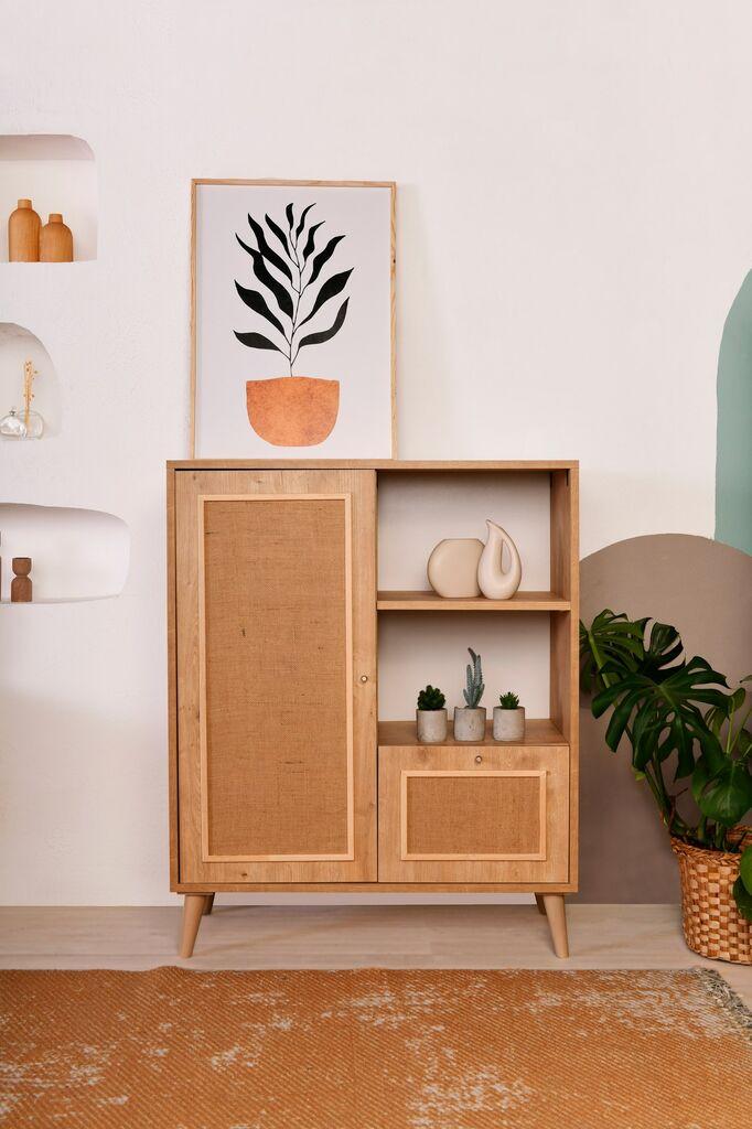Hanah Home Komoda s ladicama od jute, višebojna hrastovina
