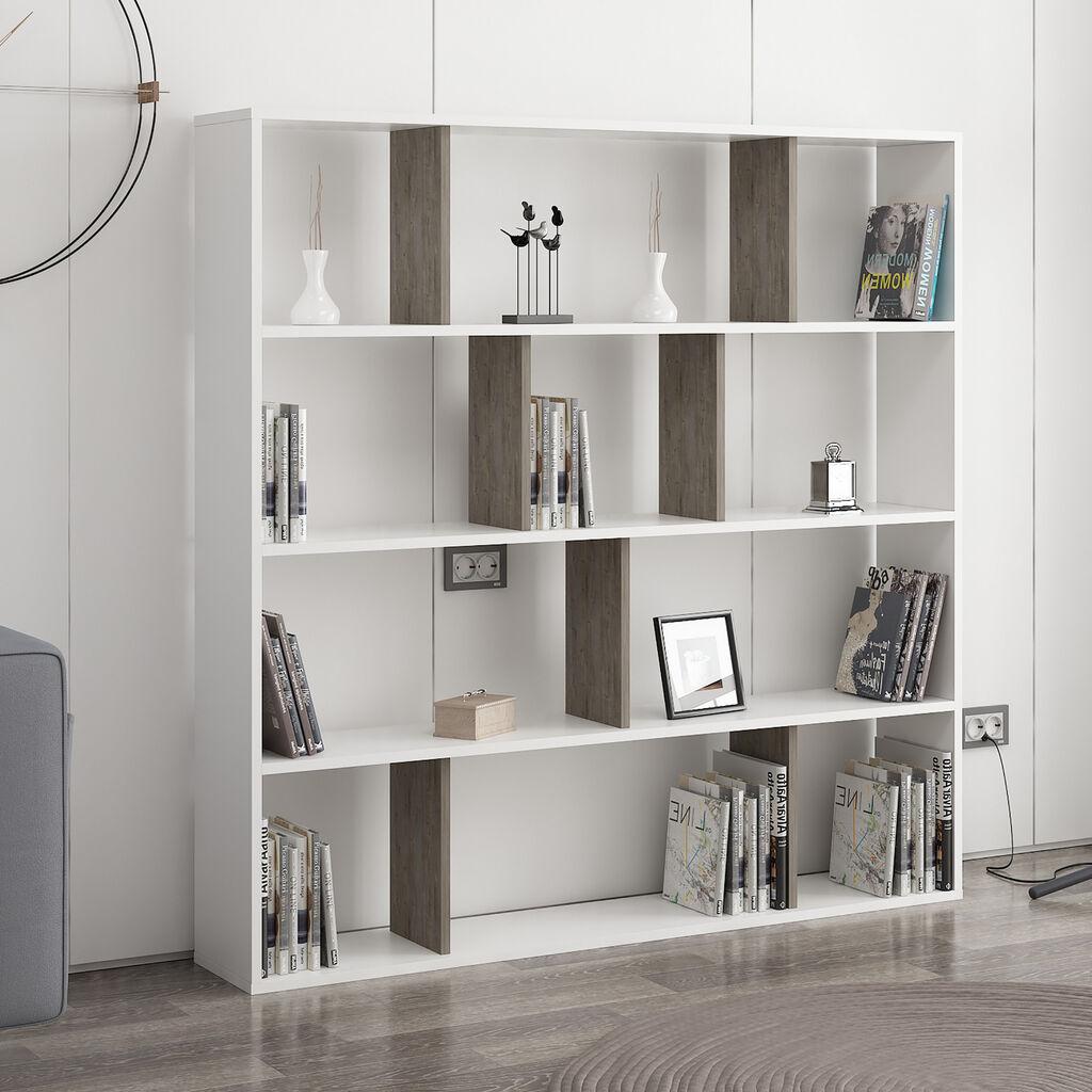 Hanah Home Hodbi White Wenge Polica za knjige 145.2x25x145cm, Bijelo siva