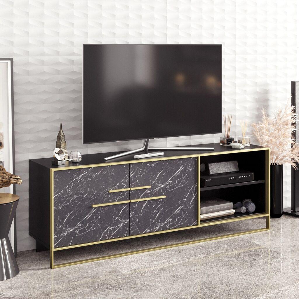 Hanah home TV komoda, zlatno-crna