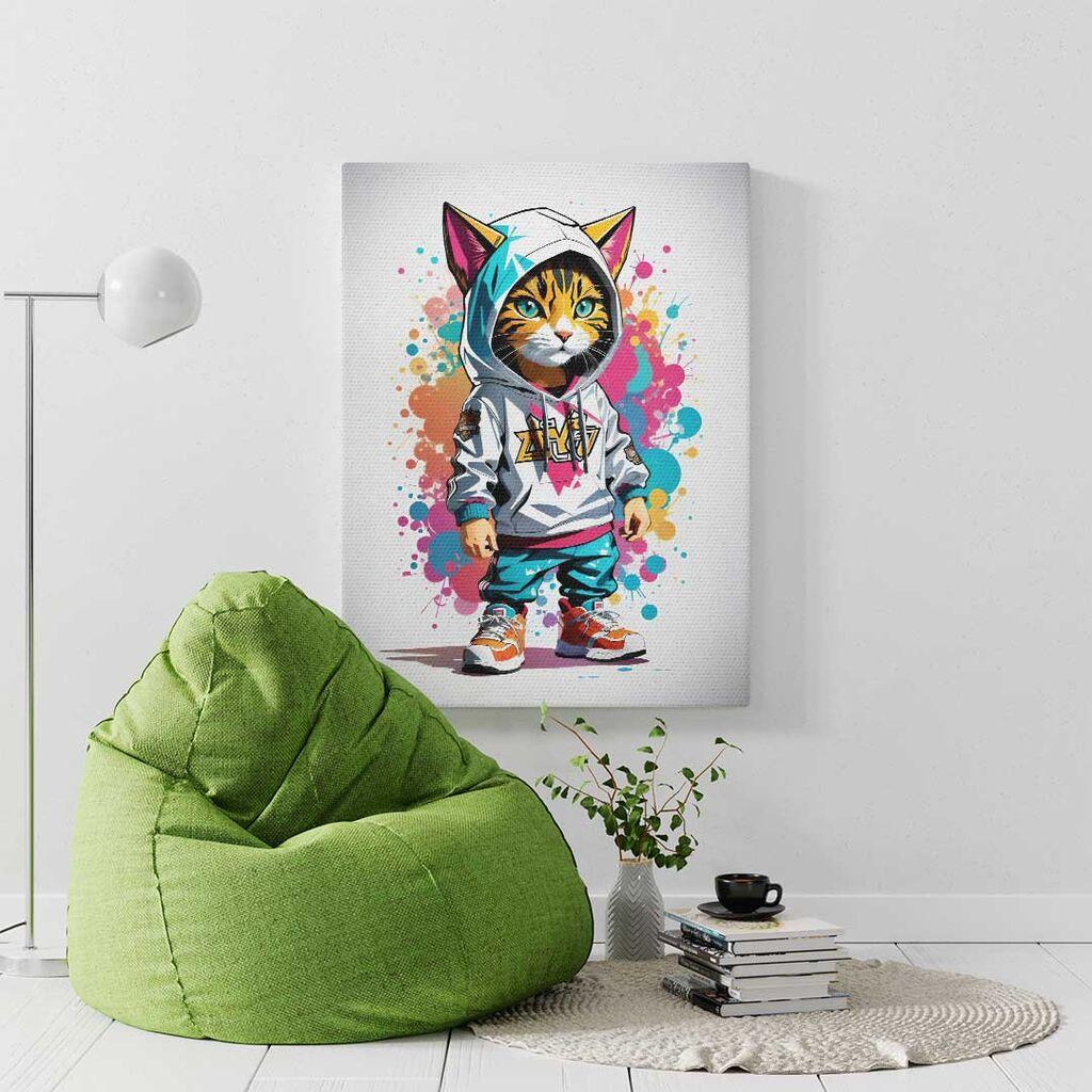 Ulični Mačor u Trenirci – Urban Pop Art Platno