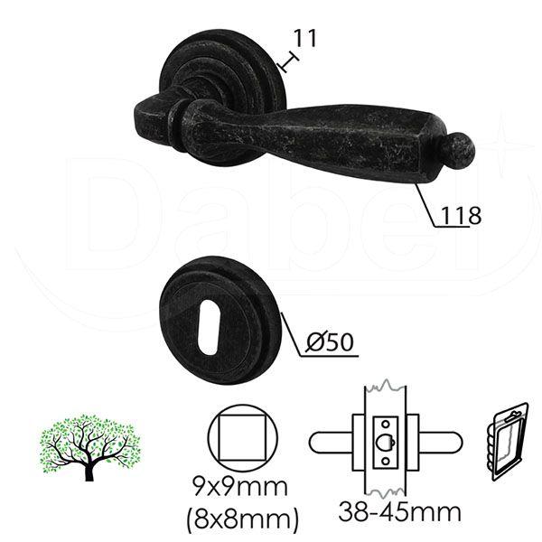 DABEL rozeta kvaka za vrata BOR Ac fi50/11/118/8/9mm ključ DBP3