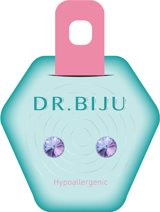 DR.BIJU Minđuše  6.2mm Krug Ljubičaste DRI62C003