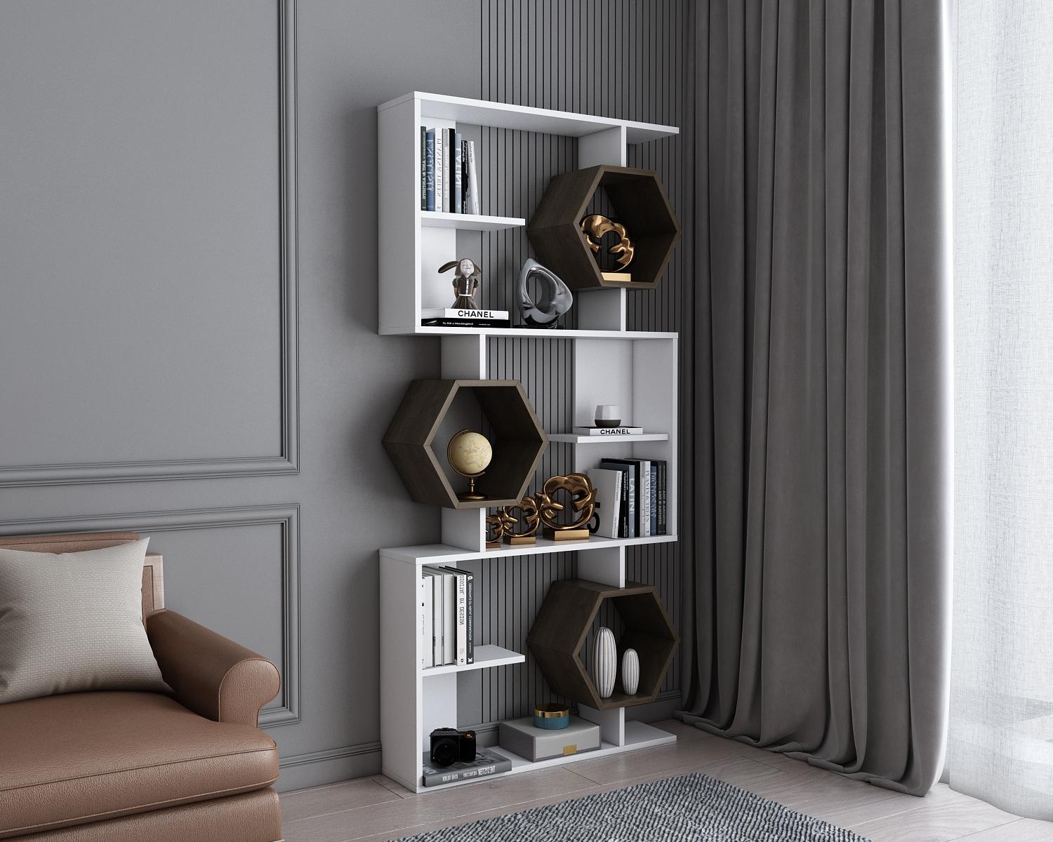 Decorotika Polica za knjige Darla, Bijela