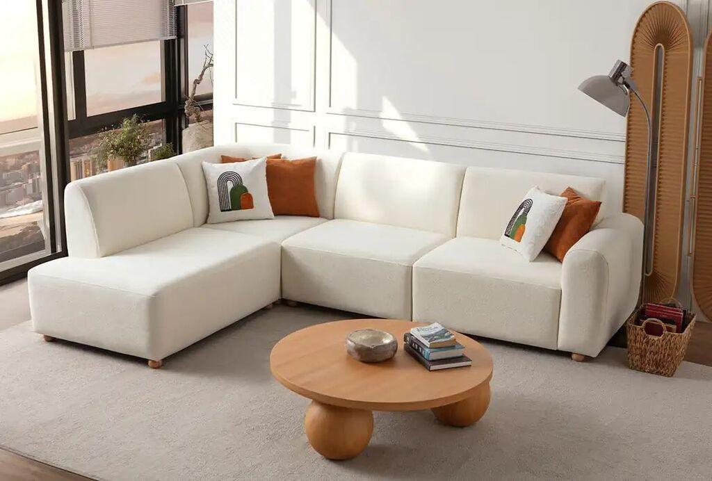 Atelier del Sofa Ugaona garnitura S-Loft Lijeva, 206 x 290 cm, Bijela