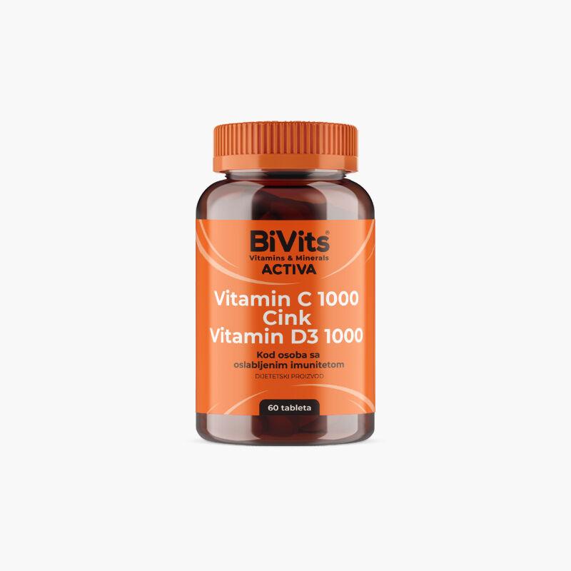 Bevits Activa Vitamin C 1000, Cink,Vitamin D3 1000 Tbl 60