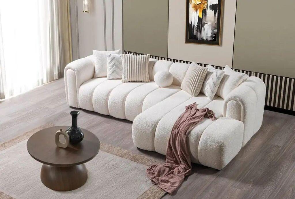 Atelier del Sofa Ugaona sofa na razvlačenje N-Line Desna, 265 x 185 x 95 cm, Bijela