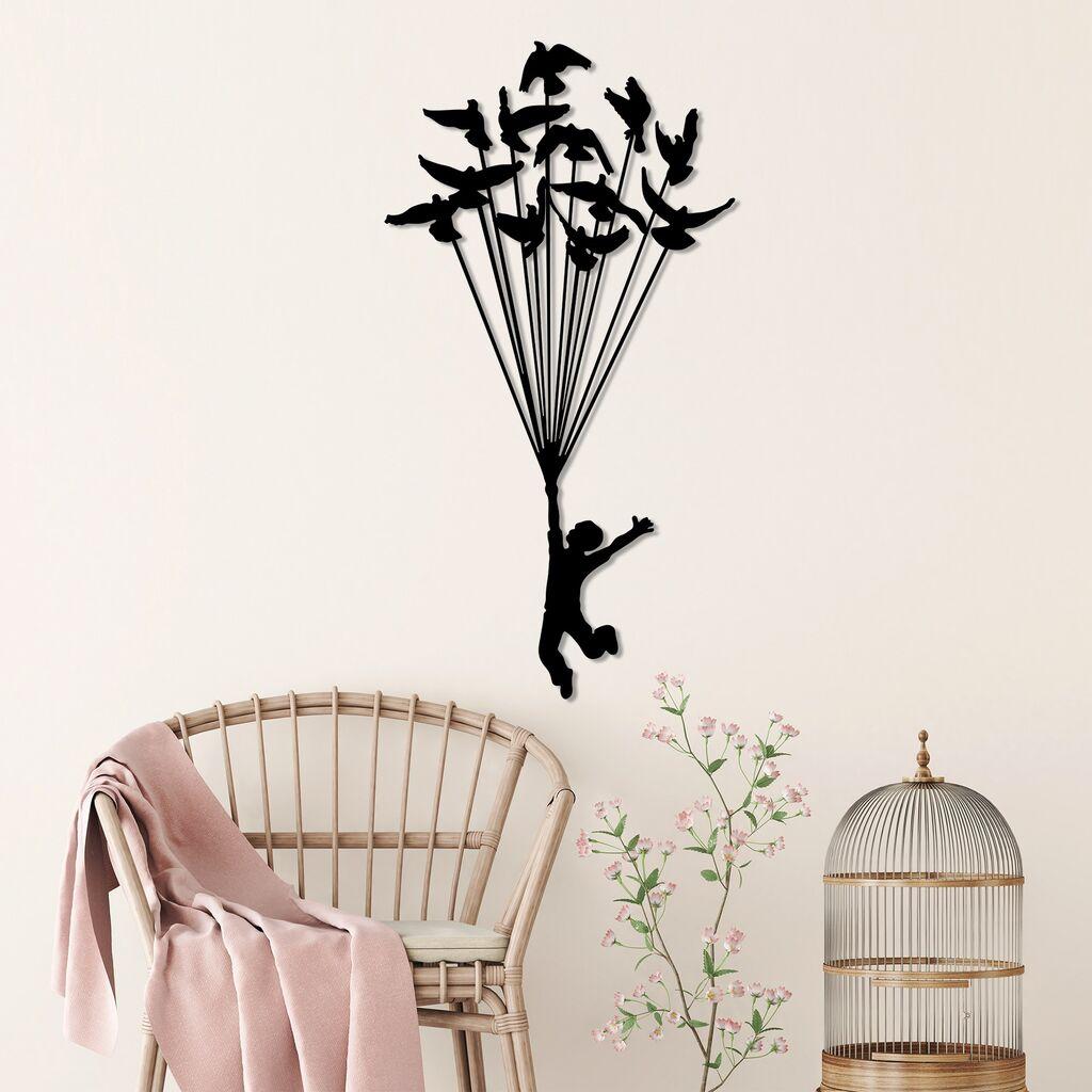Wallity Zidna dekoracija Flying Boy 3, 45x85cm, Crna