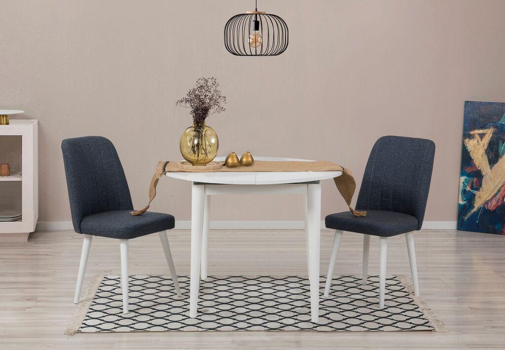 Hanah Home Set Trpezarijski sto i 2 trpezarijske stolice Vina 1048, Bijela