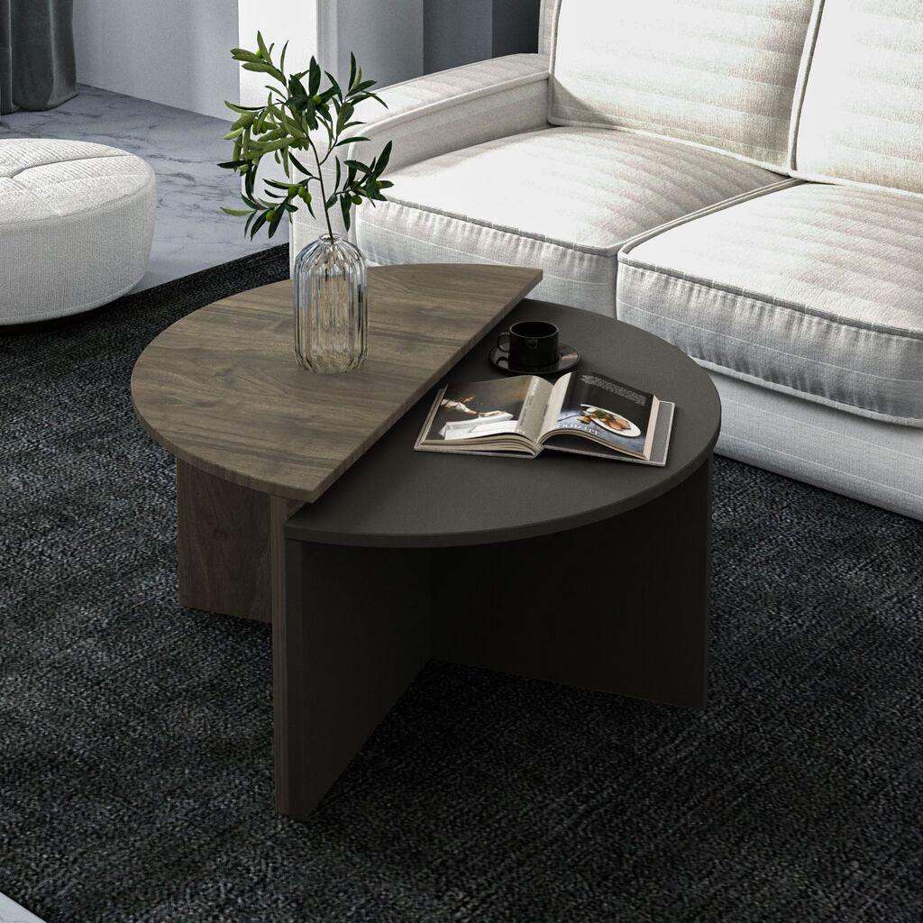 Hanah Home Dolunay set stolova za klubove, 70x51,8x38 cm, 2 dijela, boje antracit-oraha