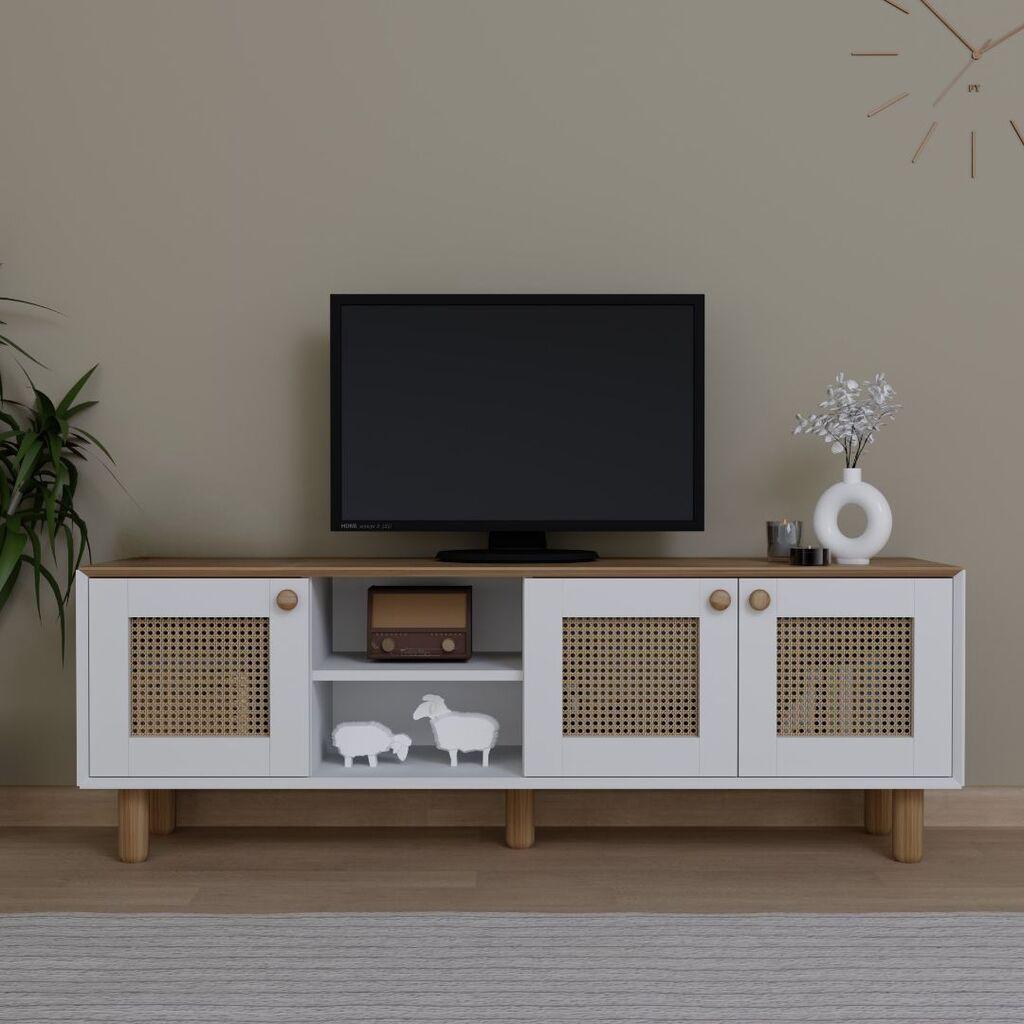 Hanah Kućna TV komoda, boemski stil, 1600-143, 160x56x40 cm, bijela