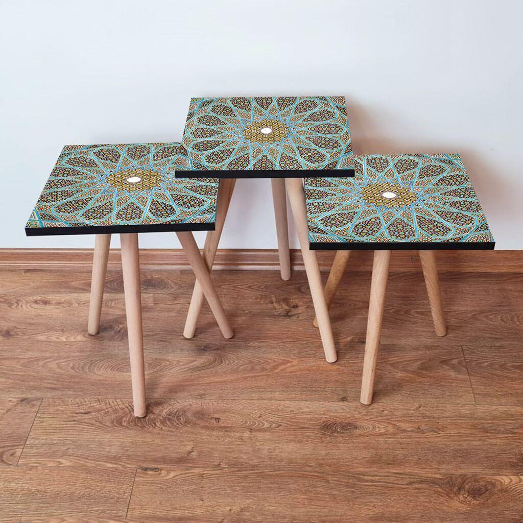 Hanah Home set stolića za kafu 3Shp340, 3 dijela, šareni