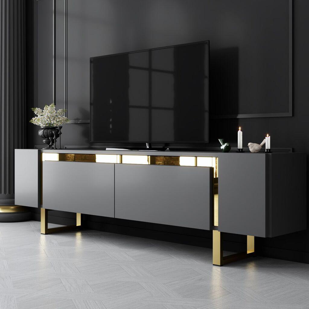 Hanah Home TV komoda Yildiz, 180x50x30 cm, antracit-zlatna boja