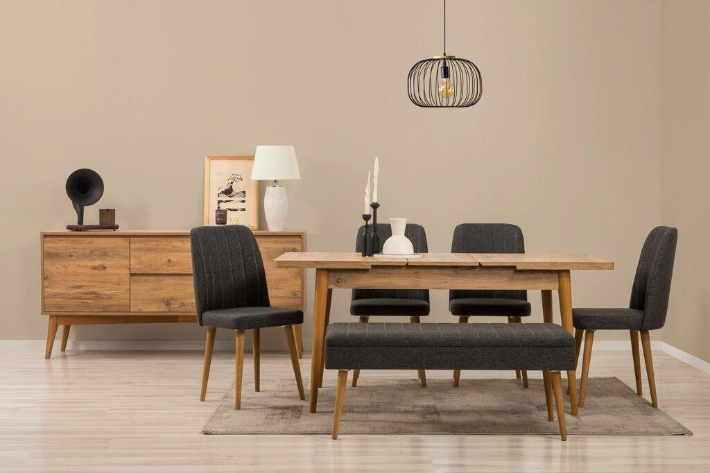 Hanah Home Trpezarijski set Vina klupa 03 1053, 7 dijelova, Antracit