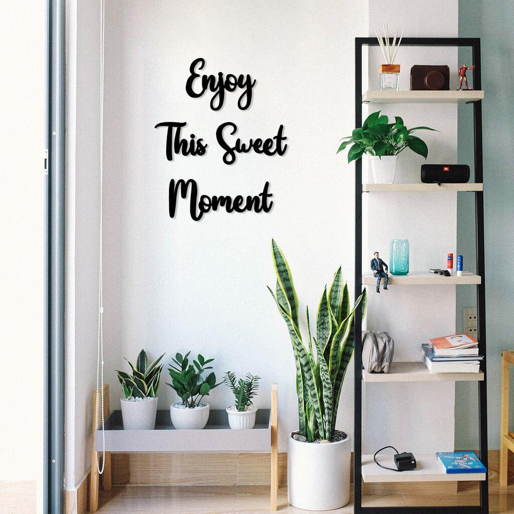Wallity Set zidne dekoracije Enjoy This Sweet Moment, 3 mm, 4 komada, Crna