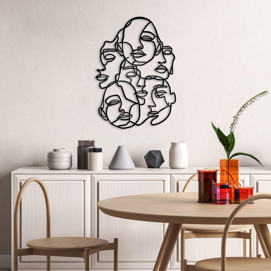 Wallity Zidna dekoracija Faces v2, 70 x 50 cm,  Crna