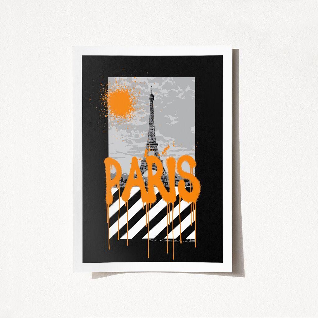 Wallity Poster France Paris 1995, 21x29,7 cm, Crno-bijeli