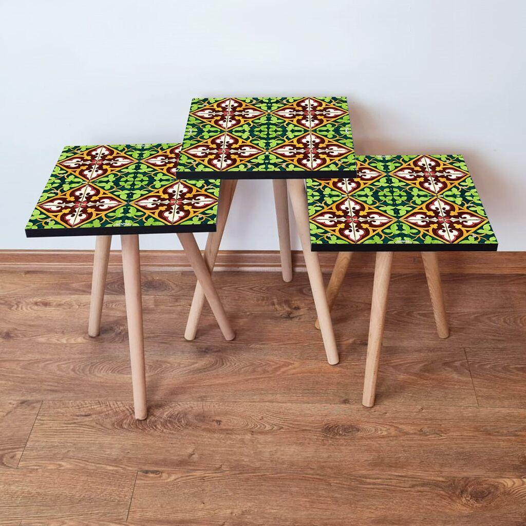 Hanah Home Club set stolića za kafu 3Shp49, 3 dijela, Šareni