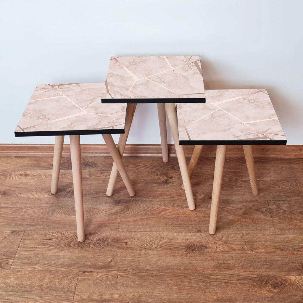 Hanah Home set stolića za kafu 3Shp187, 3 dijela, šareni