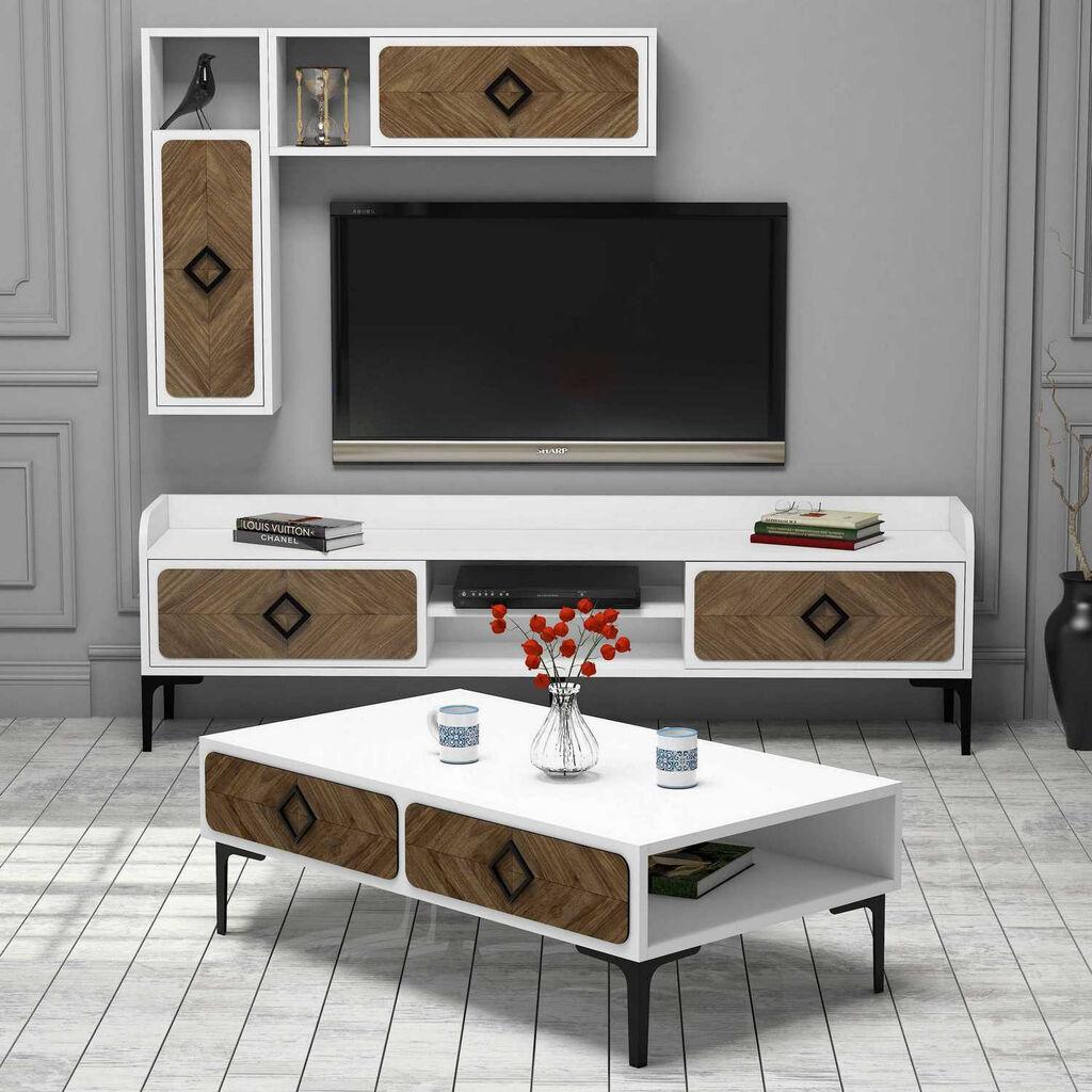 Hanah Home Samba set namještaja za dnevni boravak, 4 dijela, bijeli