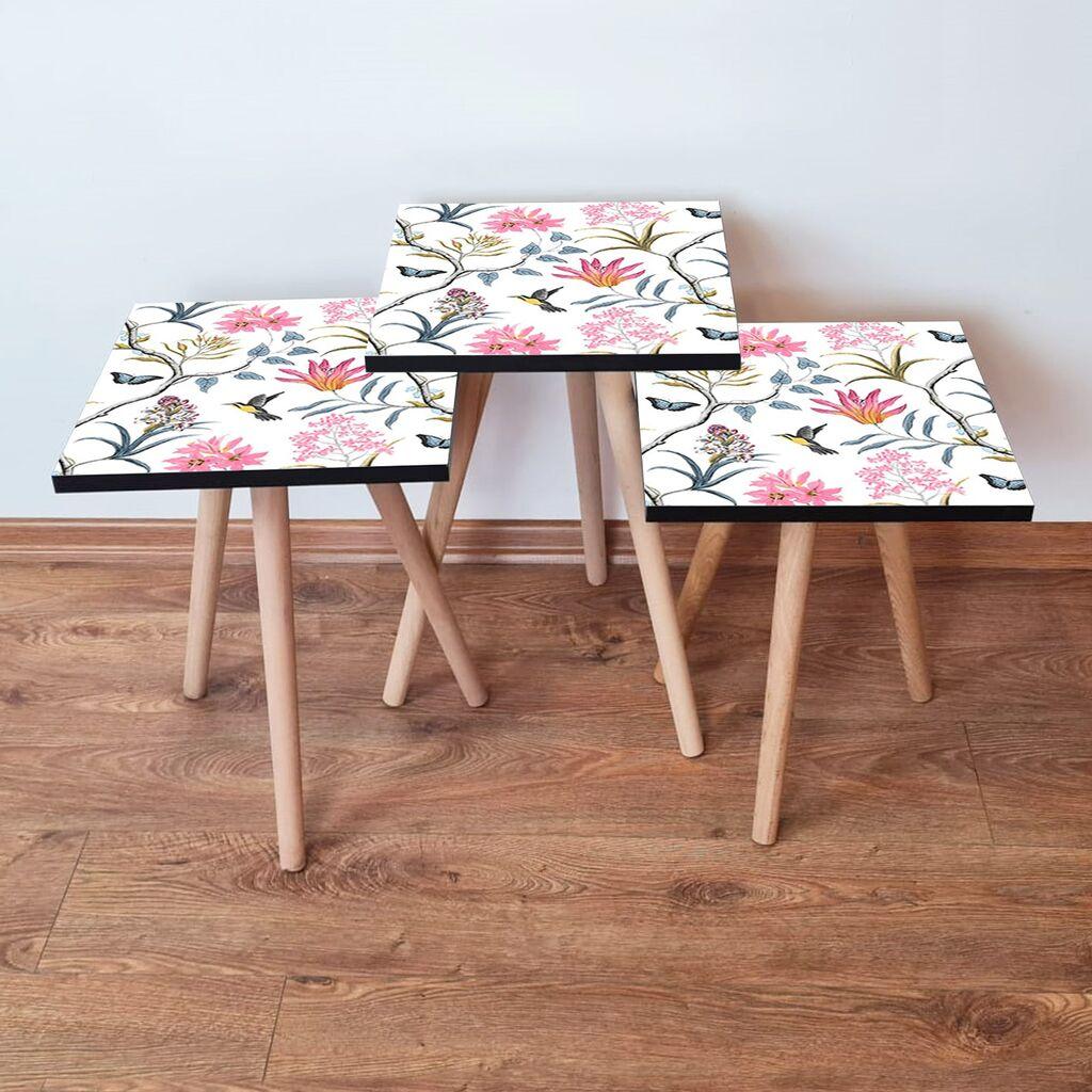 Hanah Home set stolića za kafu 3Shp211, 3 dijela, šareni