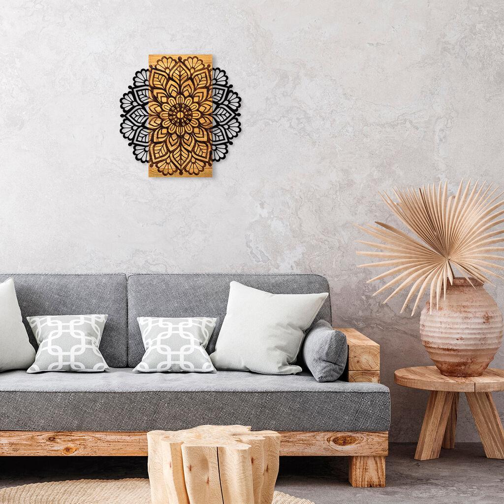 Wallity Zidna dekoracija Mandala 2, 58x58x3 cm, Crna