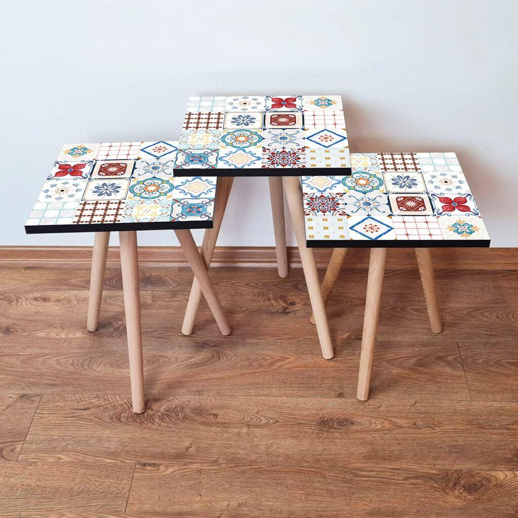 Hanah Home set stolića za kafu 3Shp398, 3 dijela, šareni