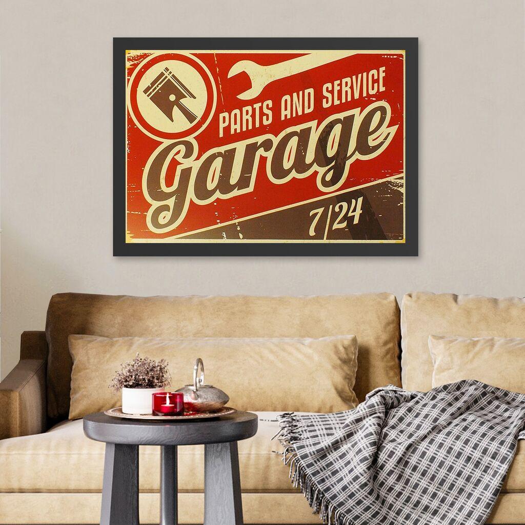 Wallity Uramljena slika Garage 7/24, 35x45 cm