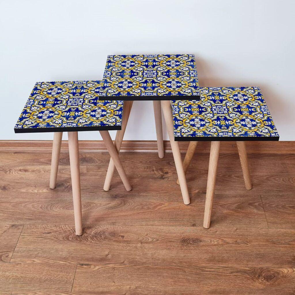 Hanah Home Set klub stolića 3Shp47, 3 dijela, Šareni