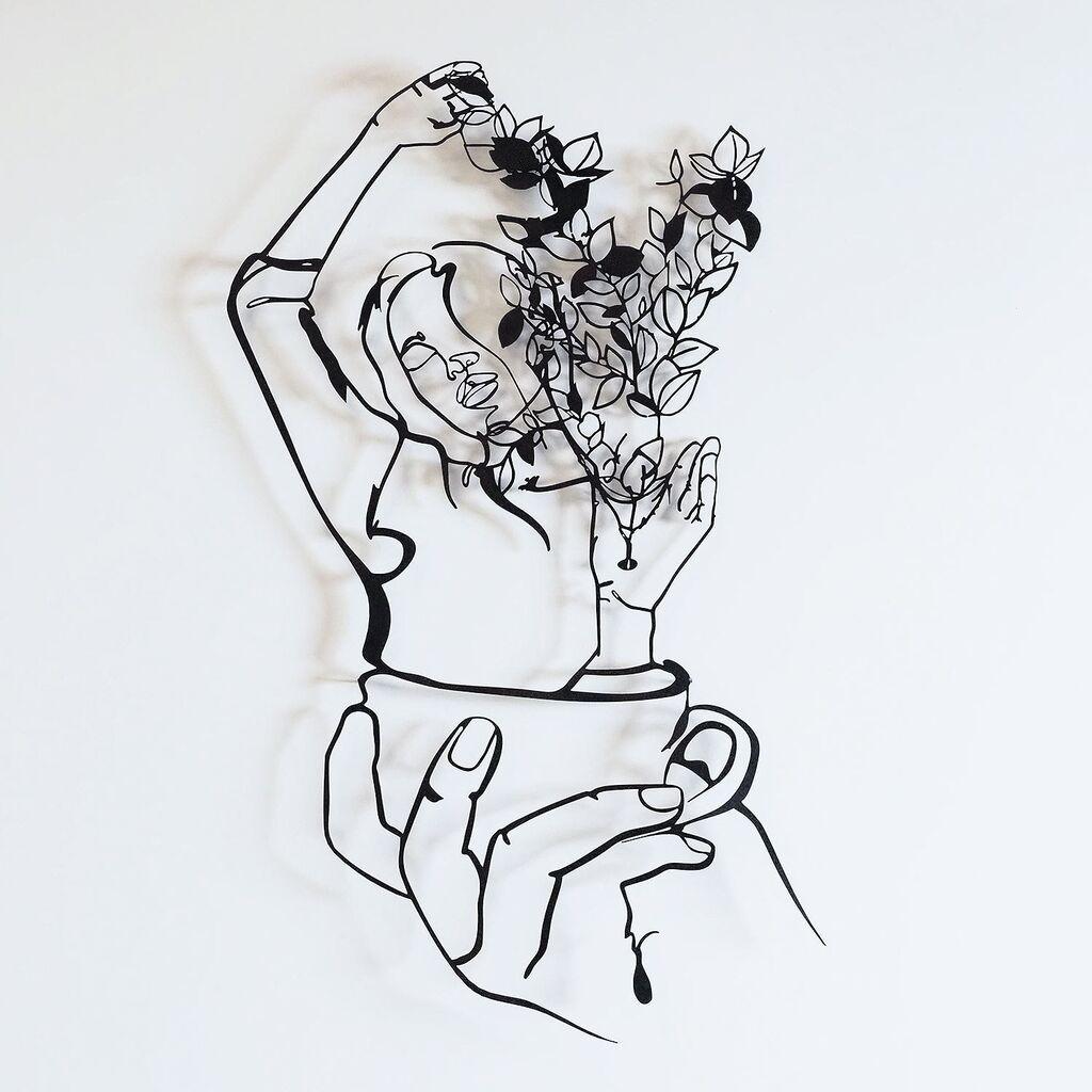 Wallity Zidna dekoracija Coffee Girl-APT744 M, 43x66 cm, 1.2 mm, Crna
